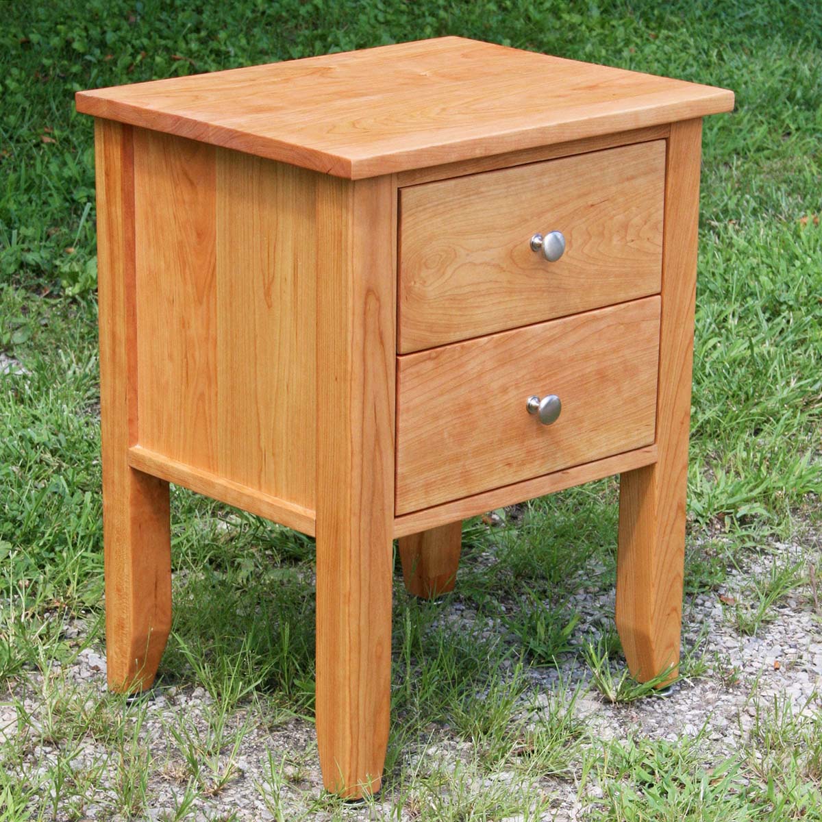 cherry bedside table angled view