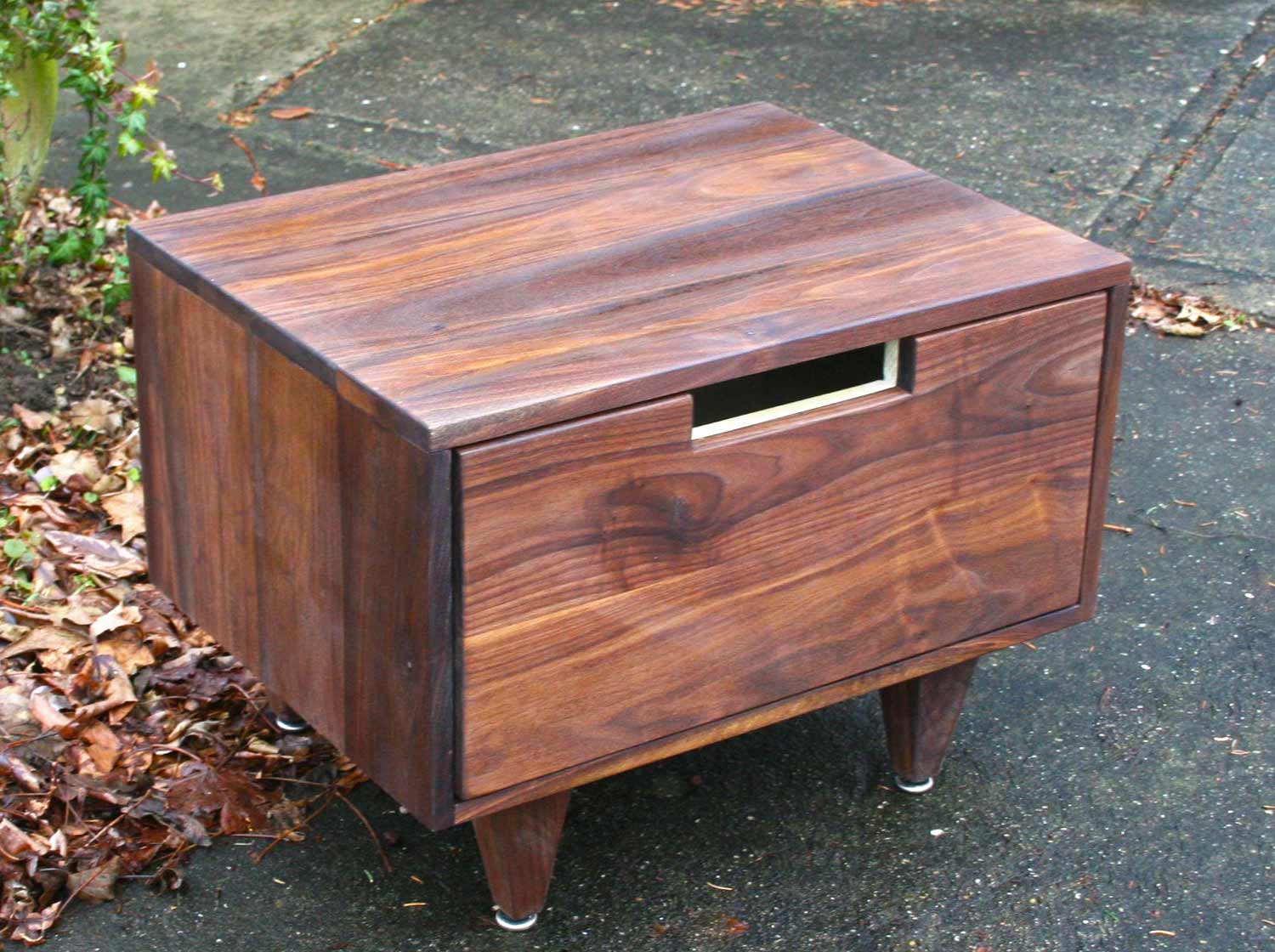 angled view nightstand with drawer cut out