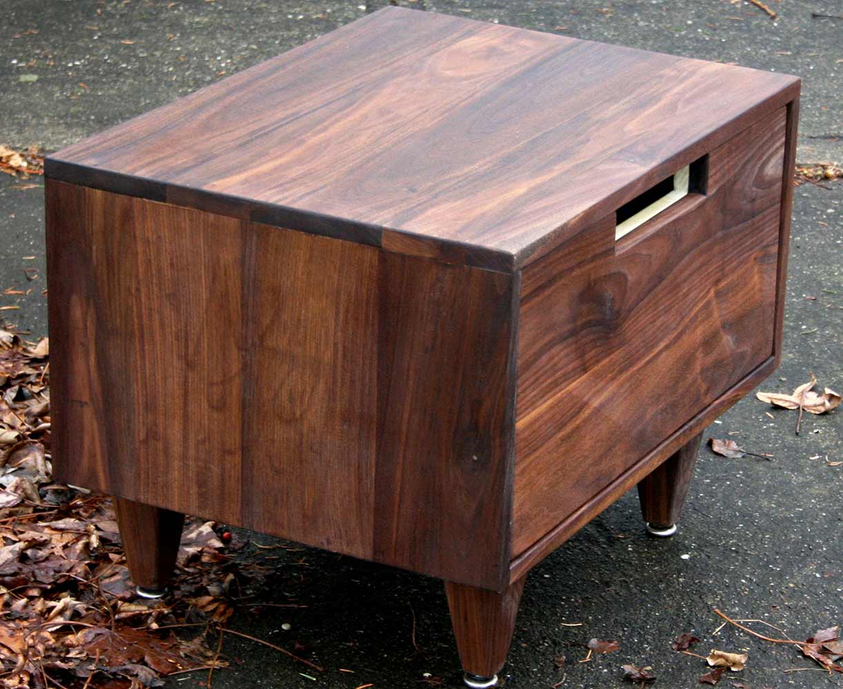 walnut nightstand with a drawer
