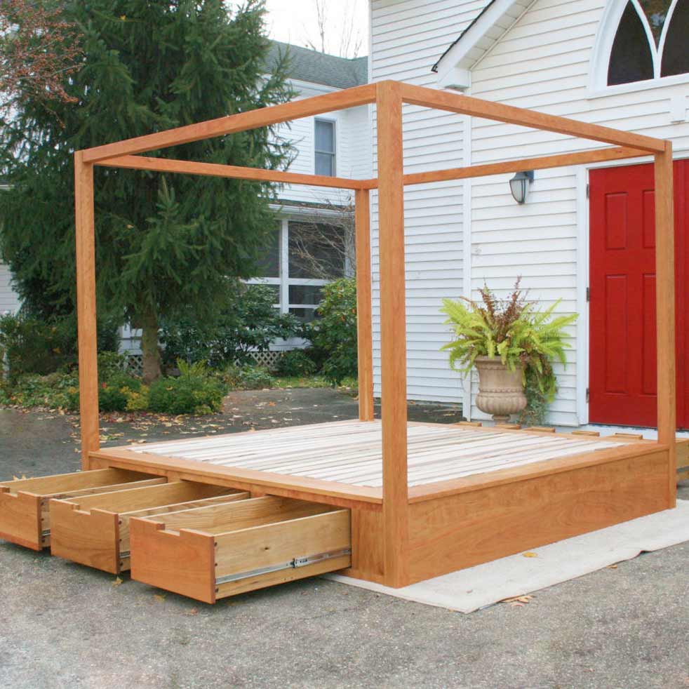 cherry wood Canopy storage bed