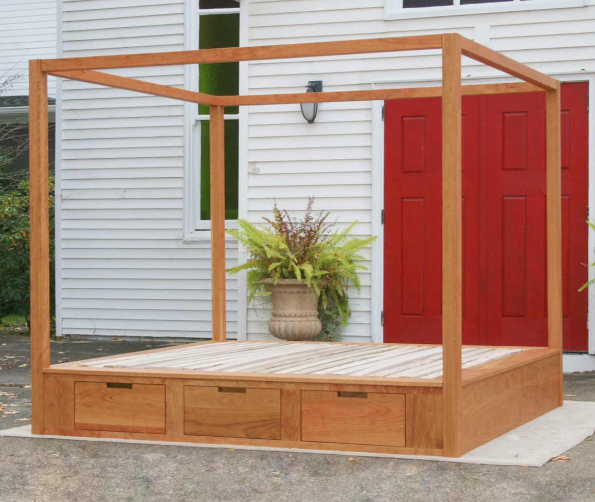 Canopy storage bed hardwood