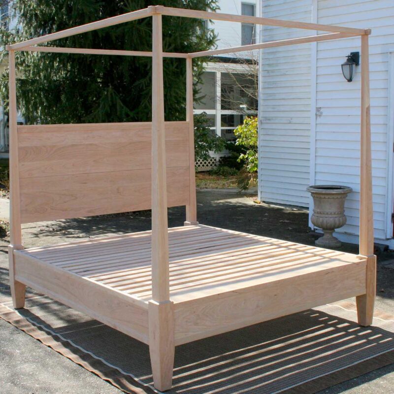 canopy bed with tapered posts front angled view 2