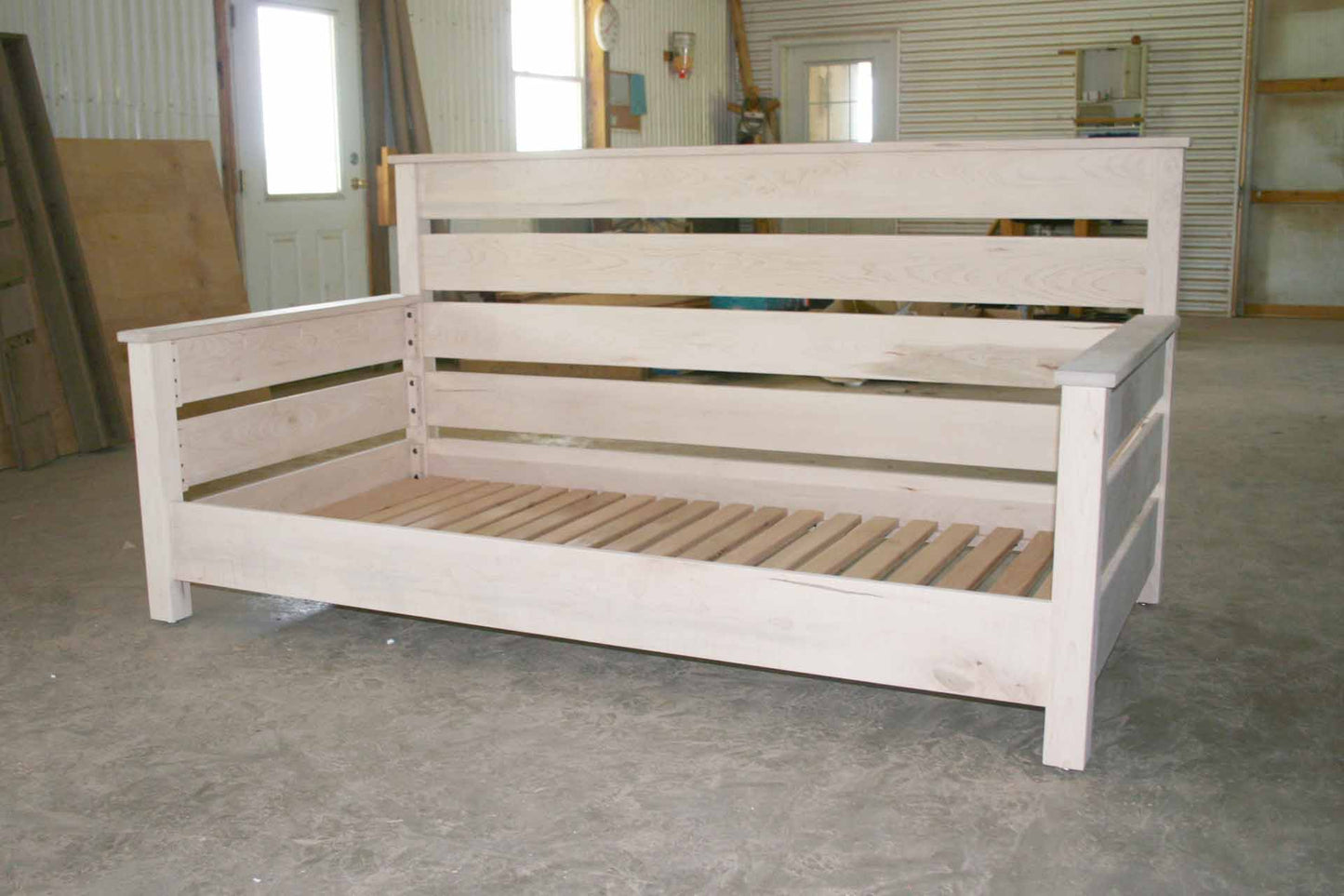 day bed with horizontal back and sides hardwood