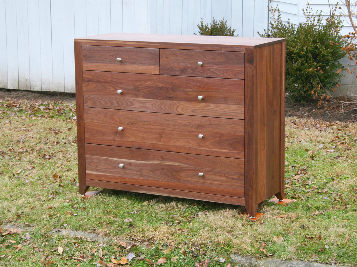 dresser-with-5-inset-drawers-and-corner-posts angled view hardwood