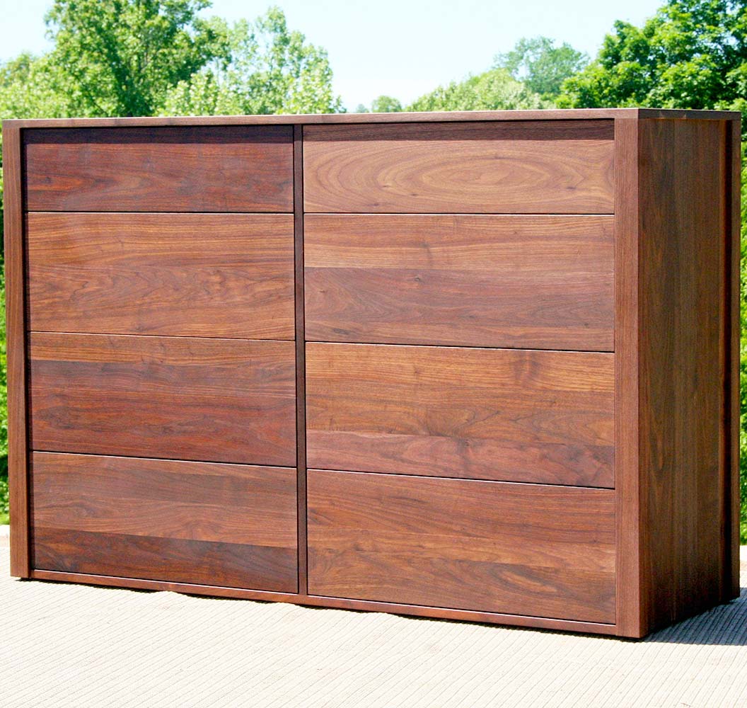 walnut dresser with 8 drawers
