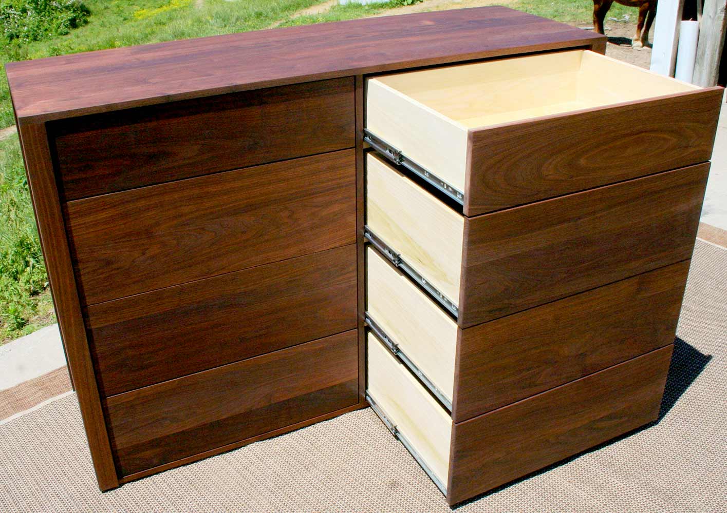 hardwood dresser with drawers angled view