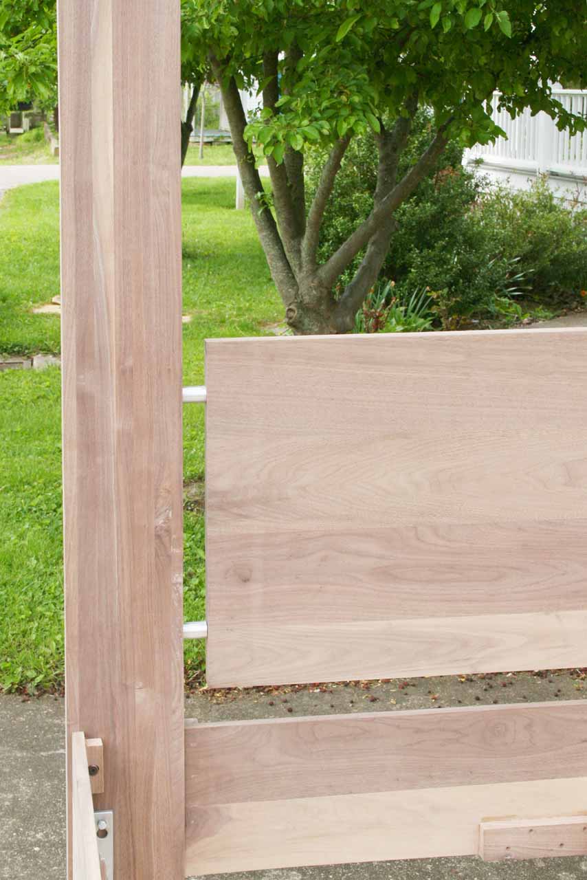 close up of modern four poster bed