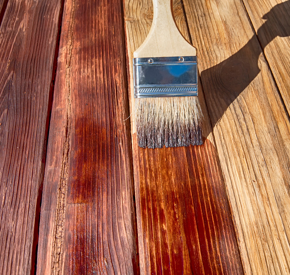 brush stain application to solid hardwood