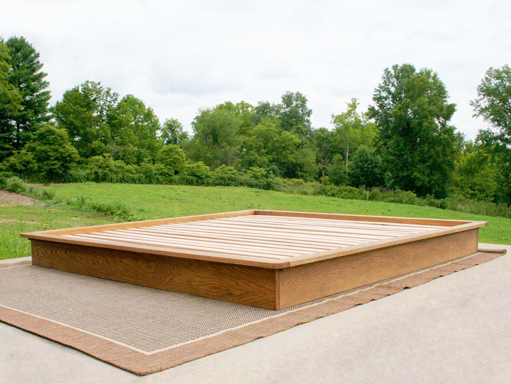 hardwood Low Platform Bed or Tatami with side trim