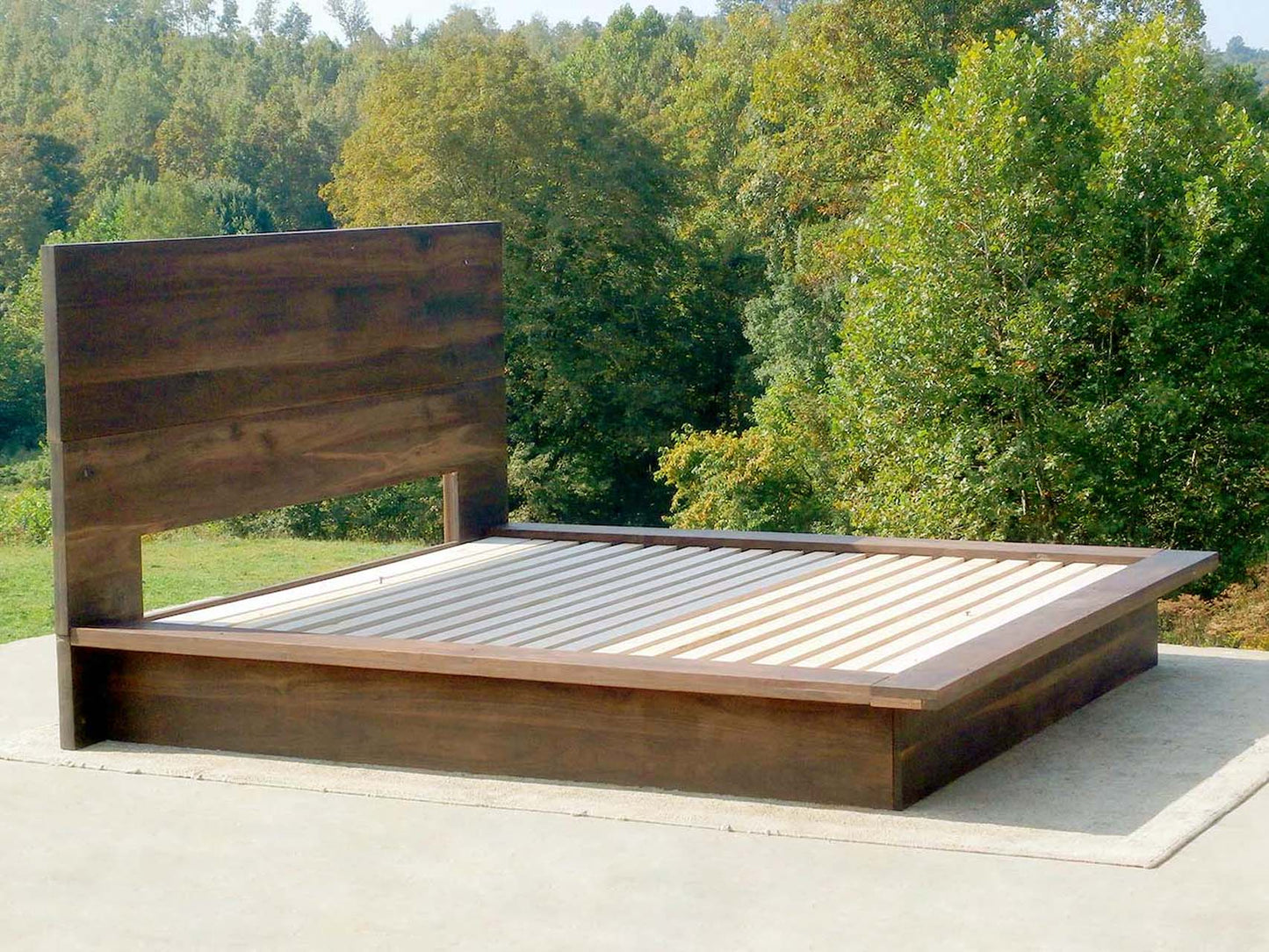 modern platform bed side view