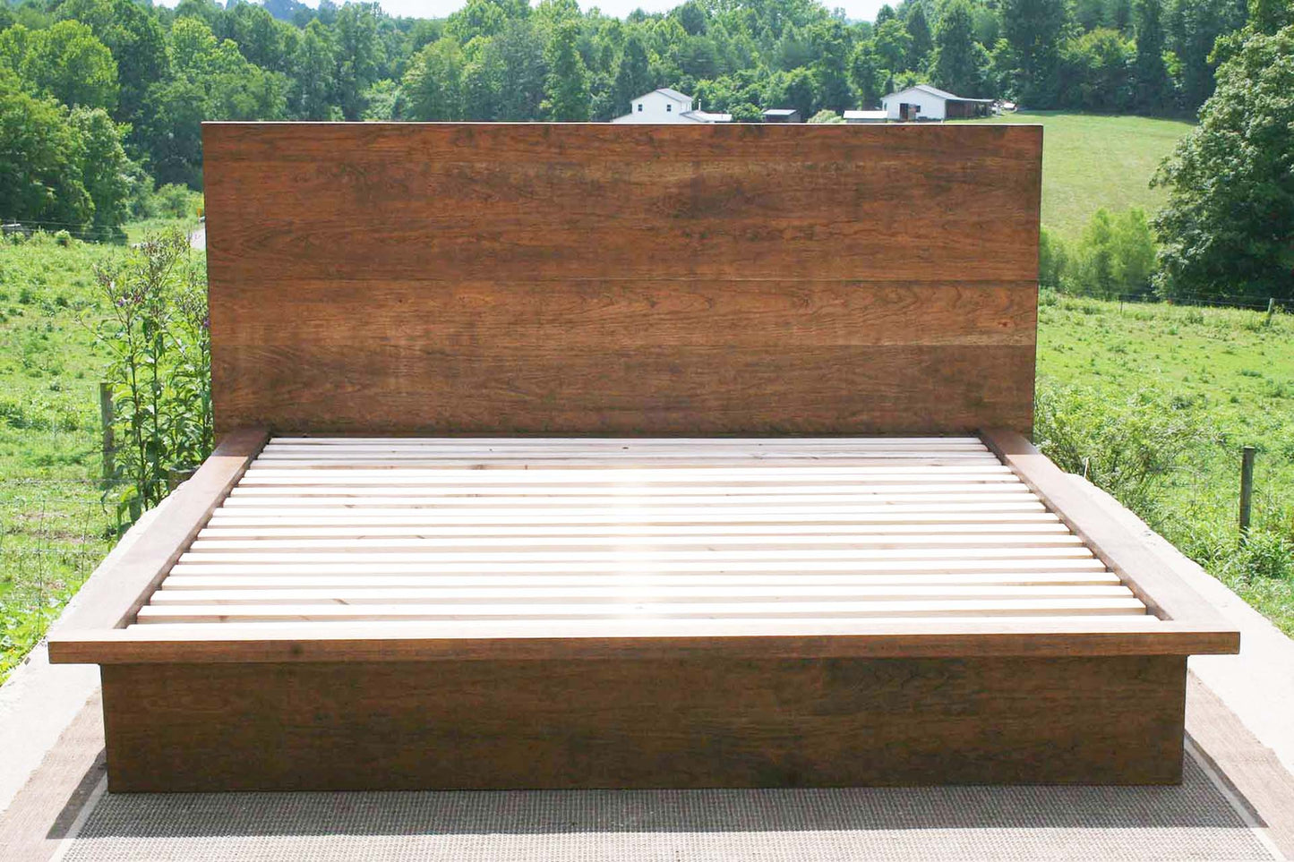 low profile platform bed front view