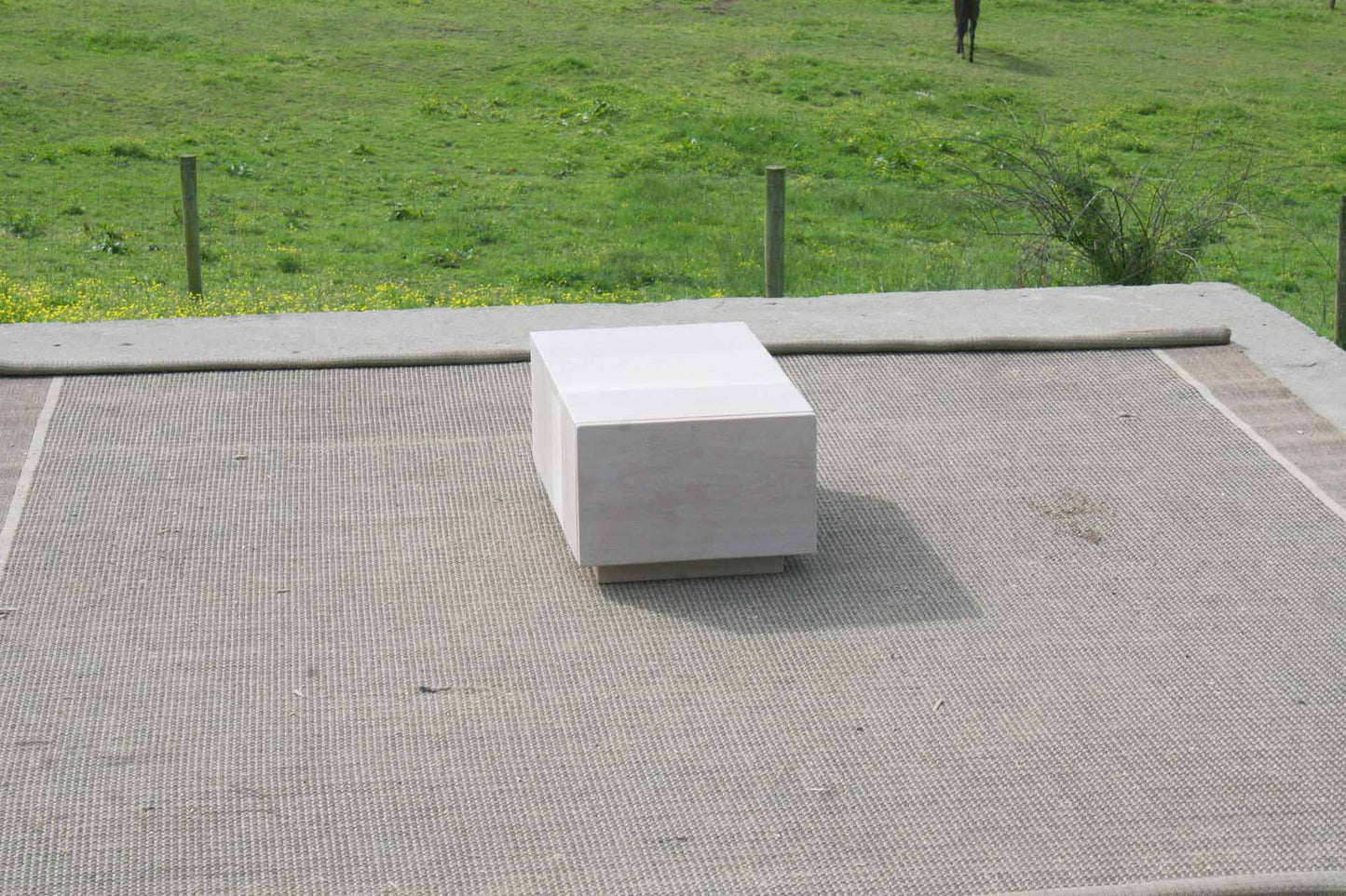 front angled view low side table with 1 large drawer