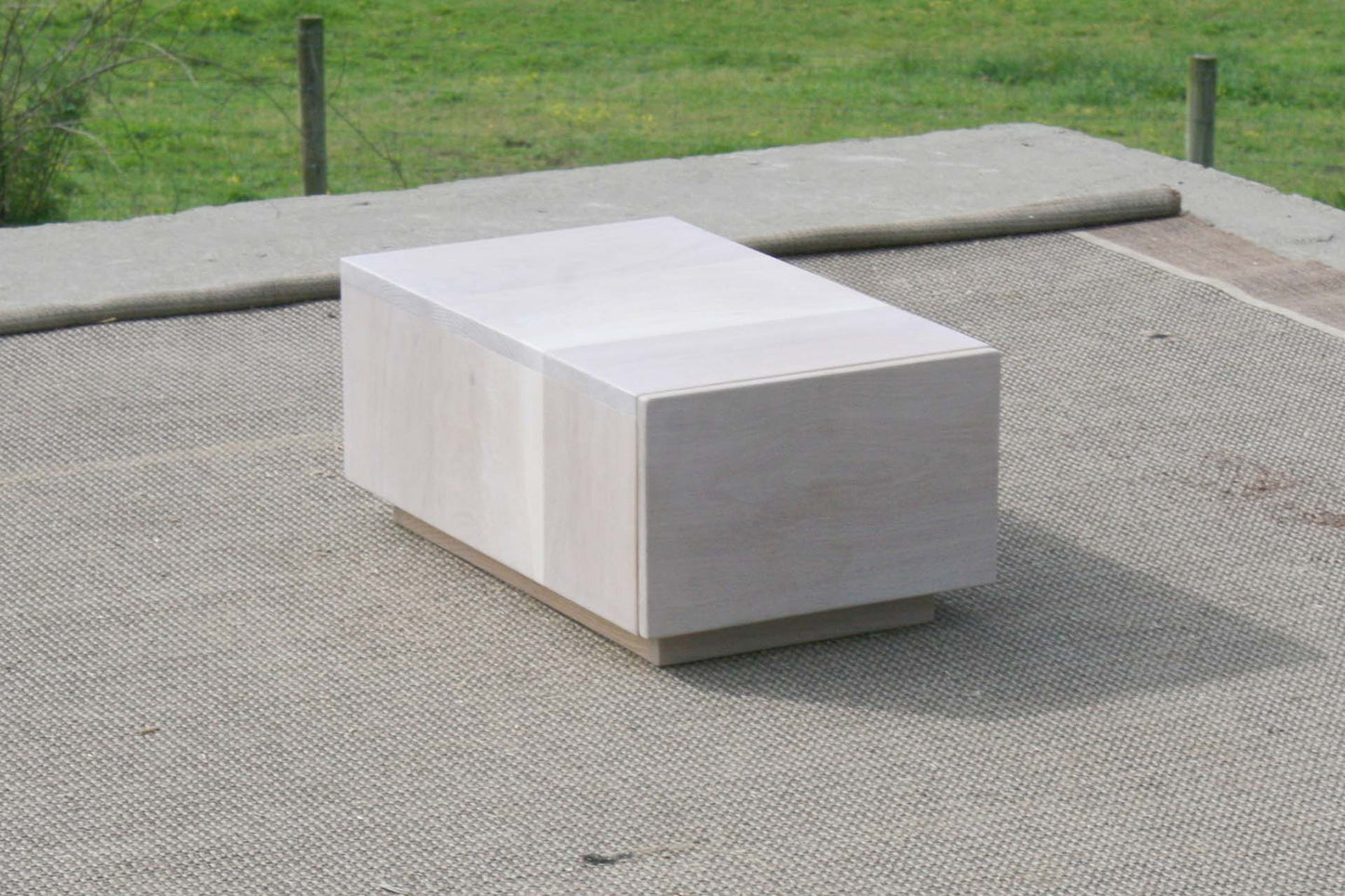 angled view low side table with 1 large drawer