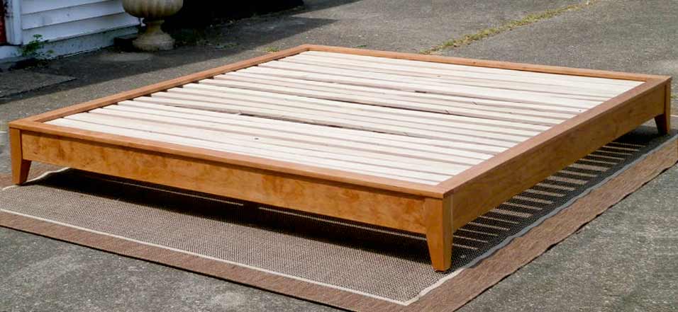 Low Platform Bed without headboard angled view