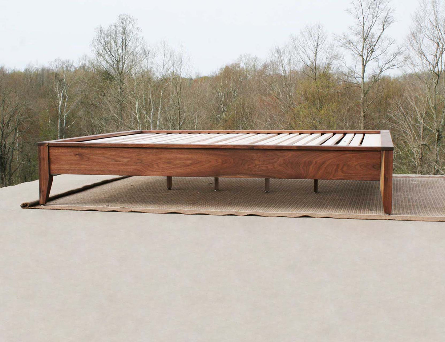 low view Low Platform Bed with tapered corner posts