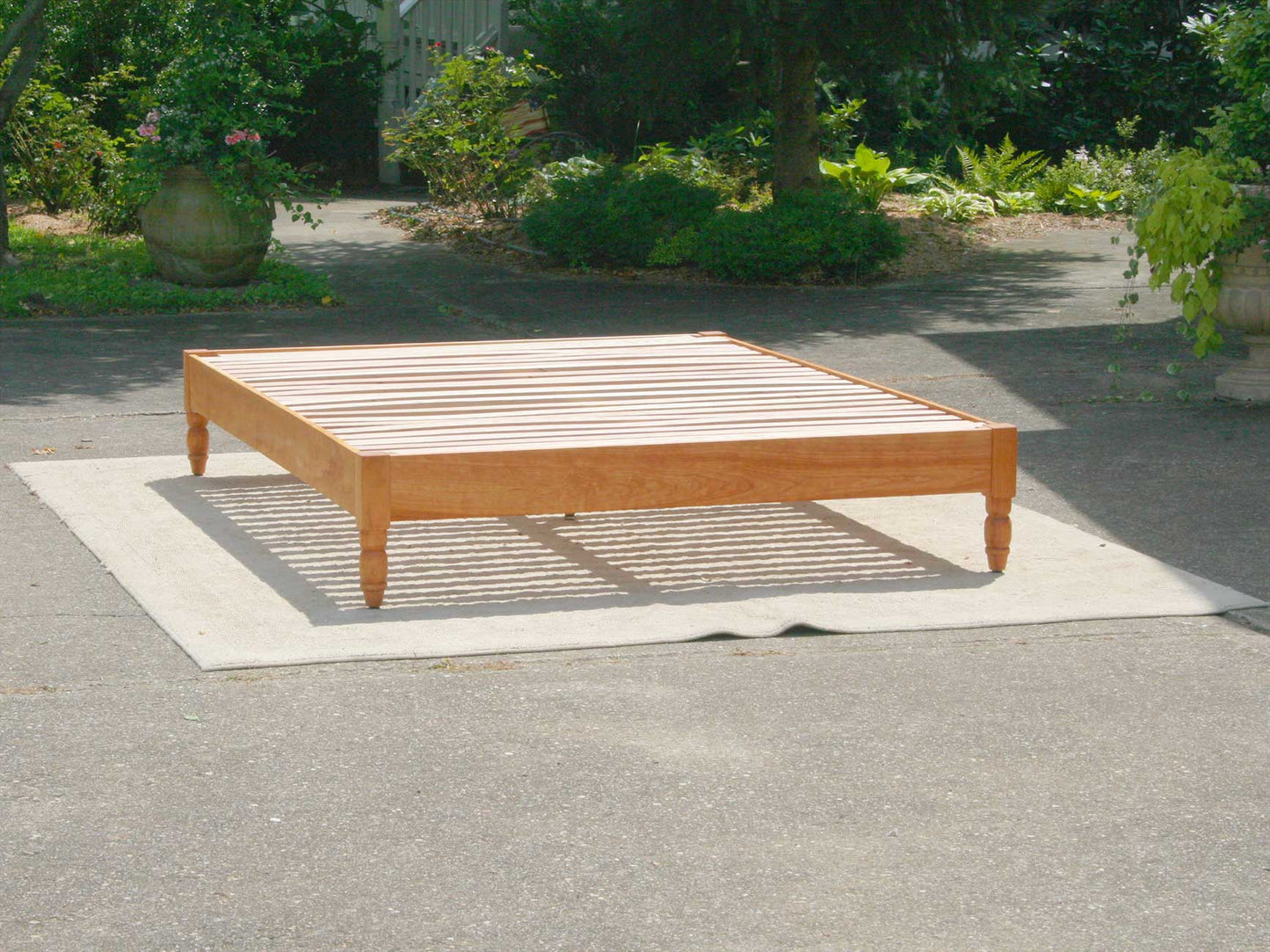 Platform Bed with turned corner posts front view
