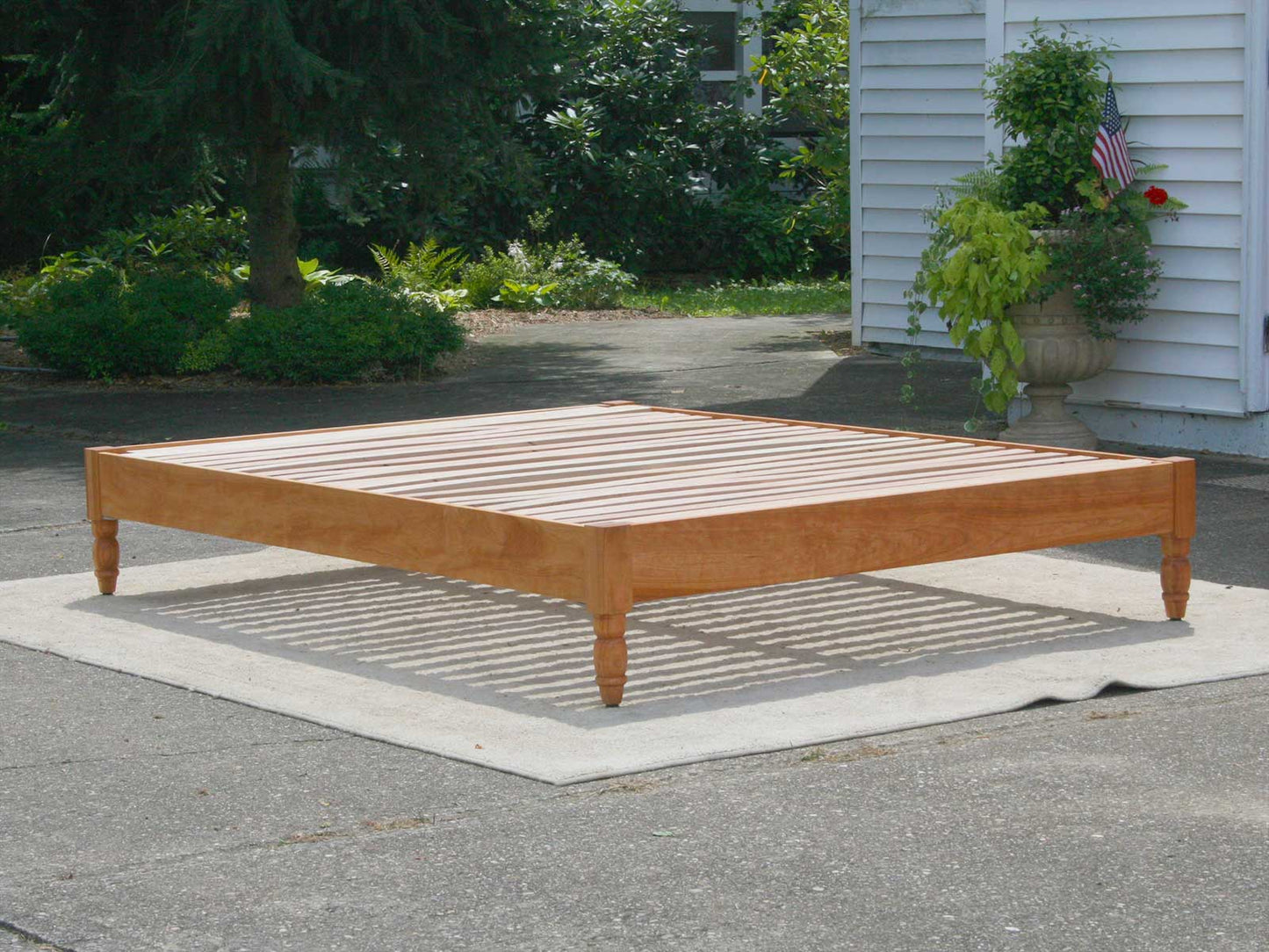 platform bed with turned corner posts