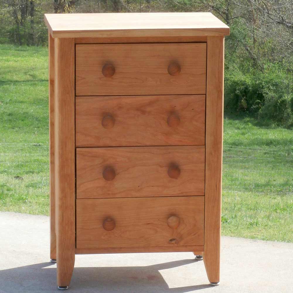 Short Cabinet with 4 Inset Drawers and Corner Posts front view
