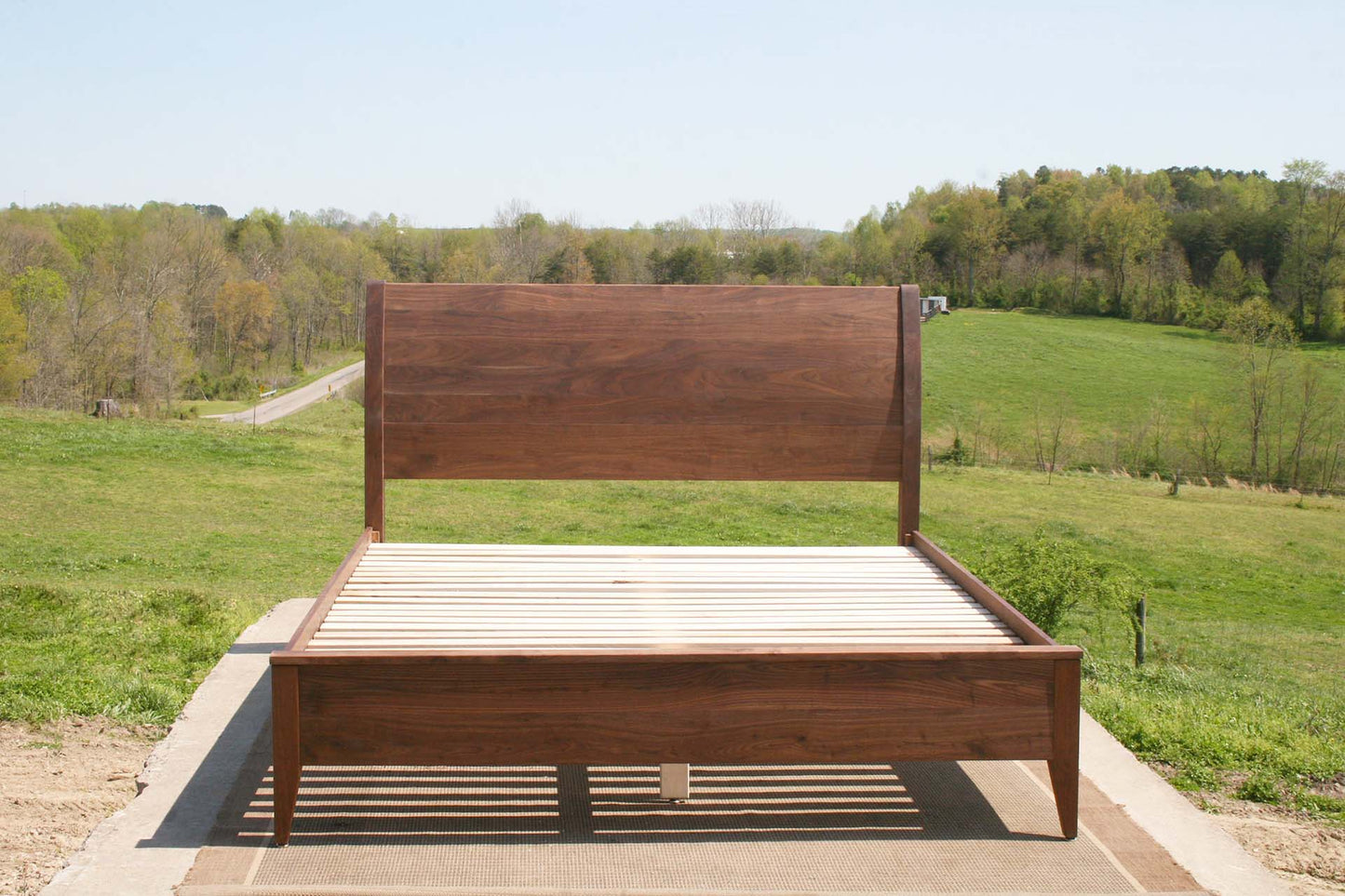 walnut sleigh bed