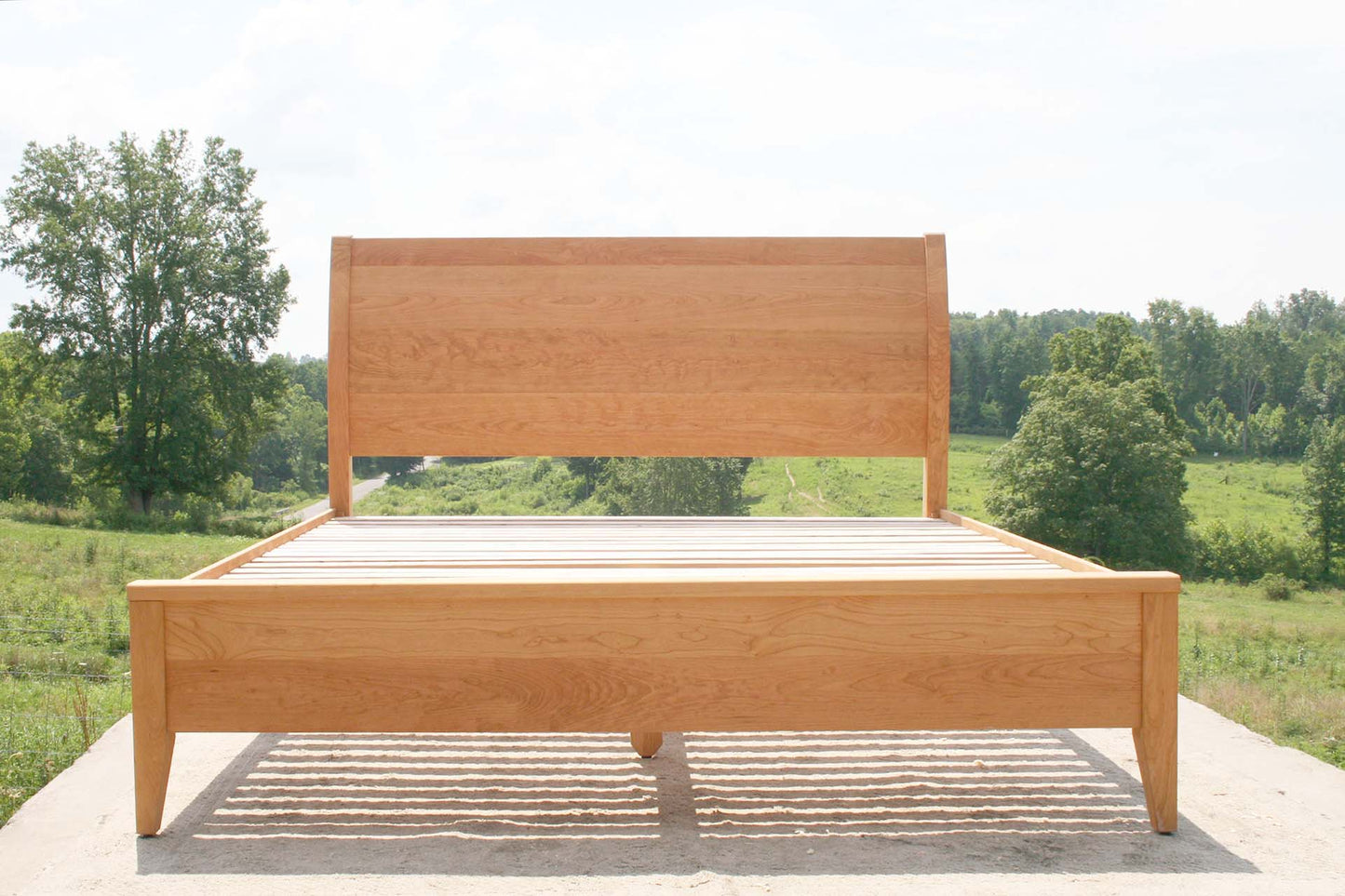 front view cherry sleigh bed