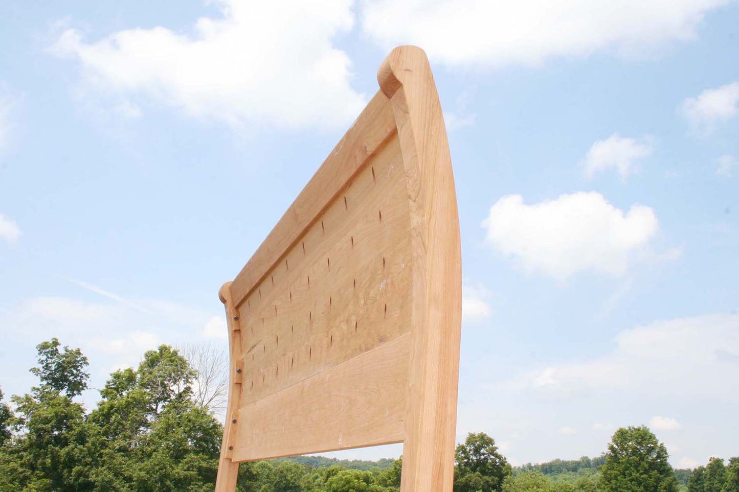back of headboard of walnut sleigh bed