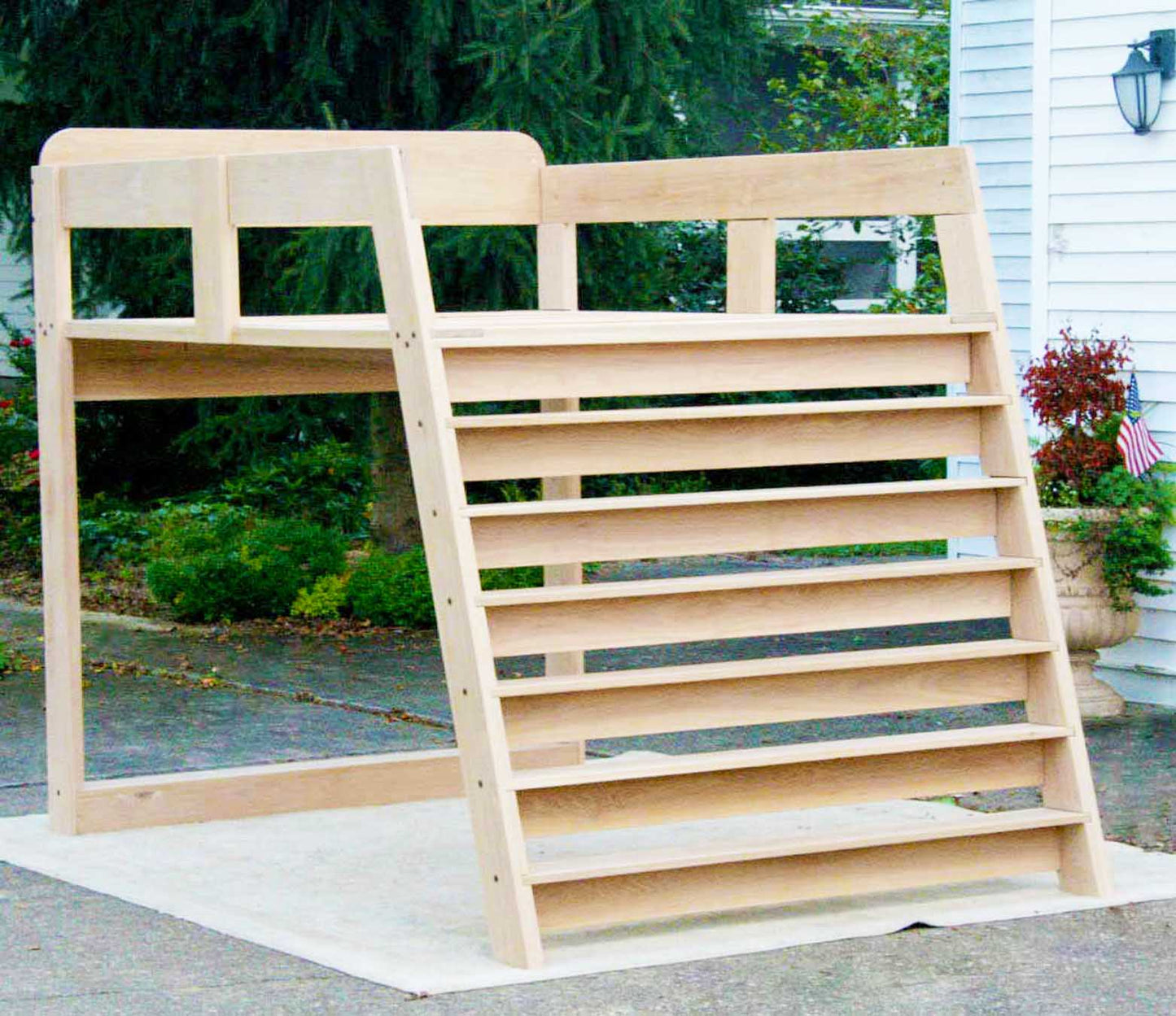 Loft bed with full width stairs lbsnv05