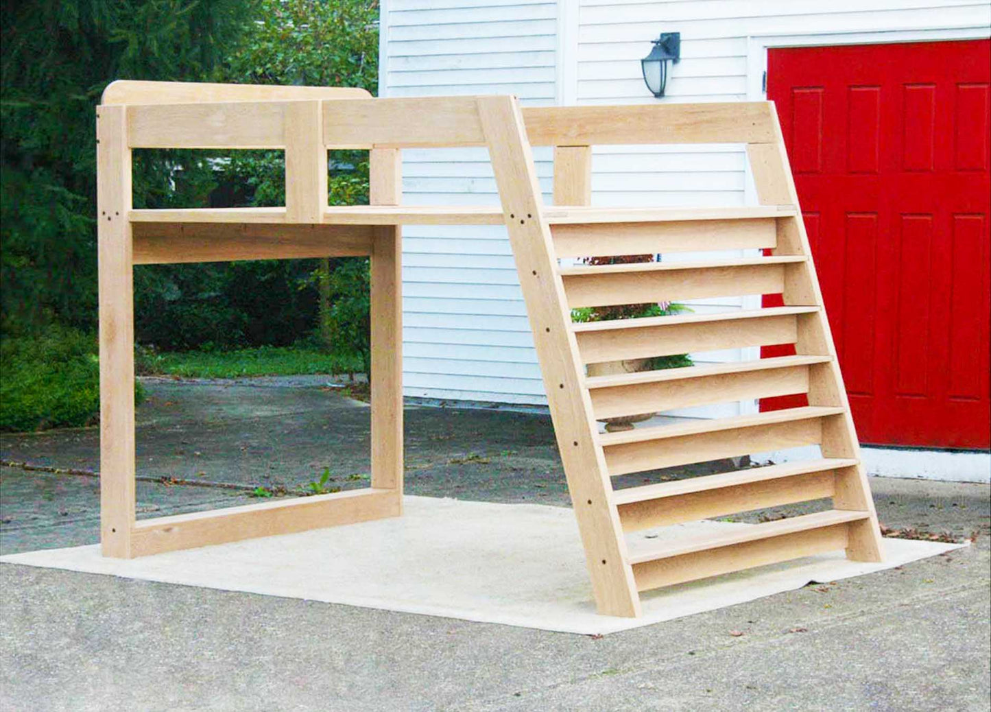 Loft bed with full width stairs lbsnv05