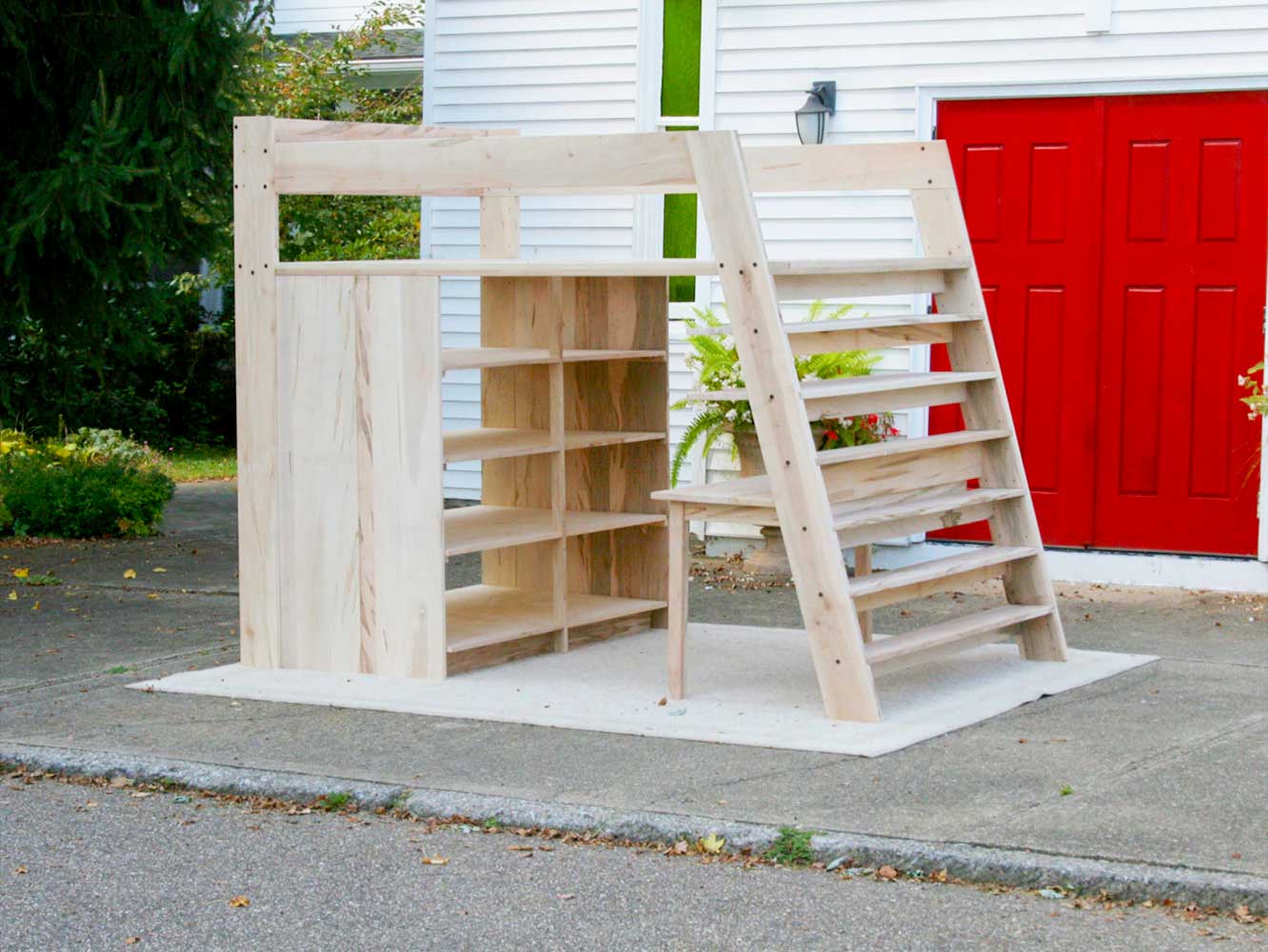 Loft bed with shelves and desk LbSnV02