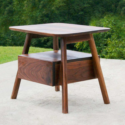 Mid-Century Modern Bedside nightstand with 1 drawer side view
