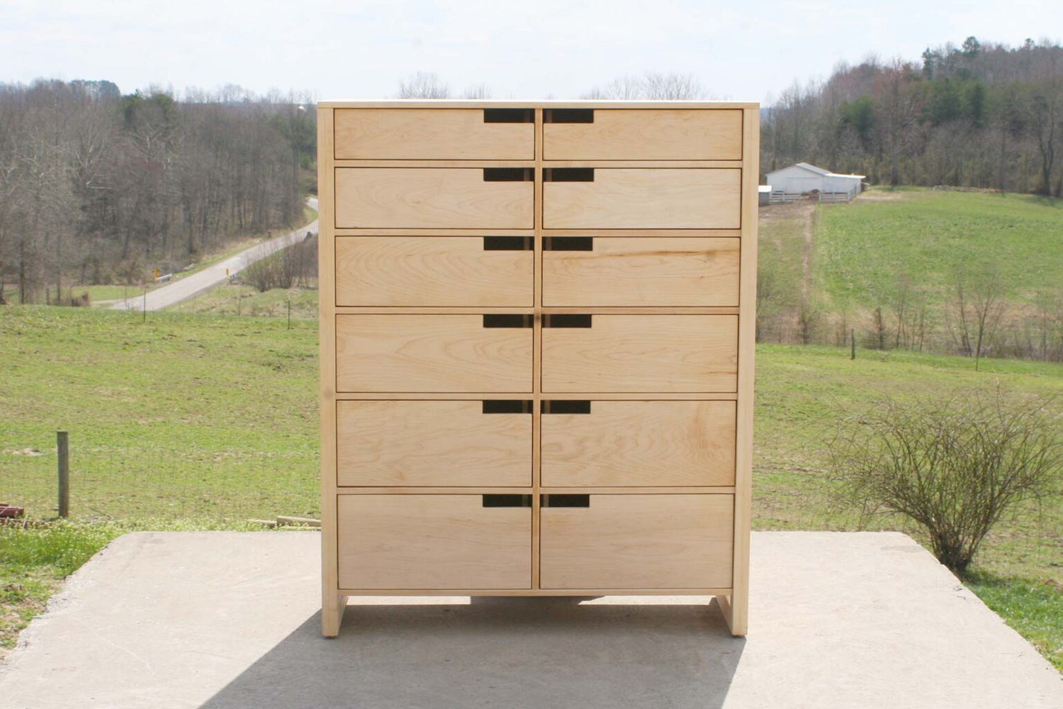maple dresser with 12 drawers