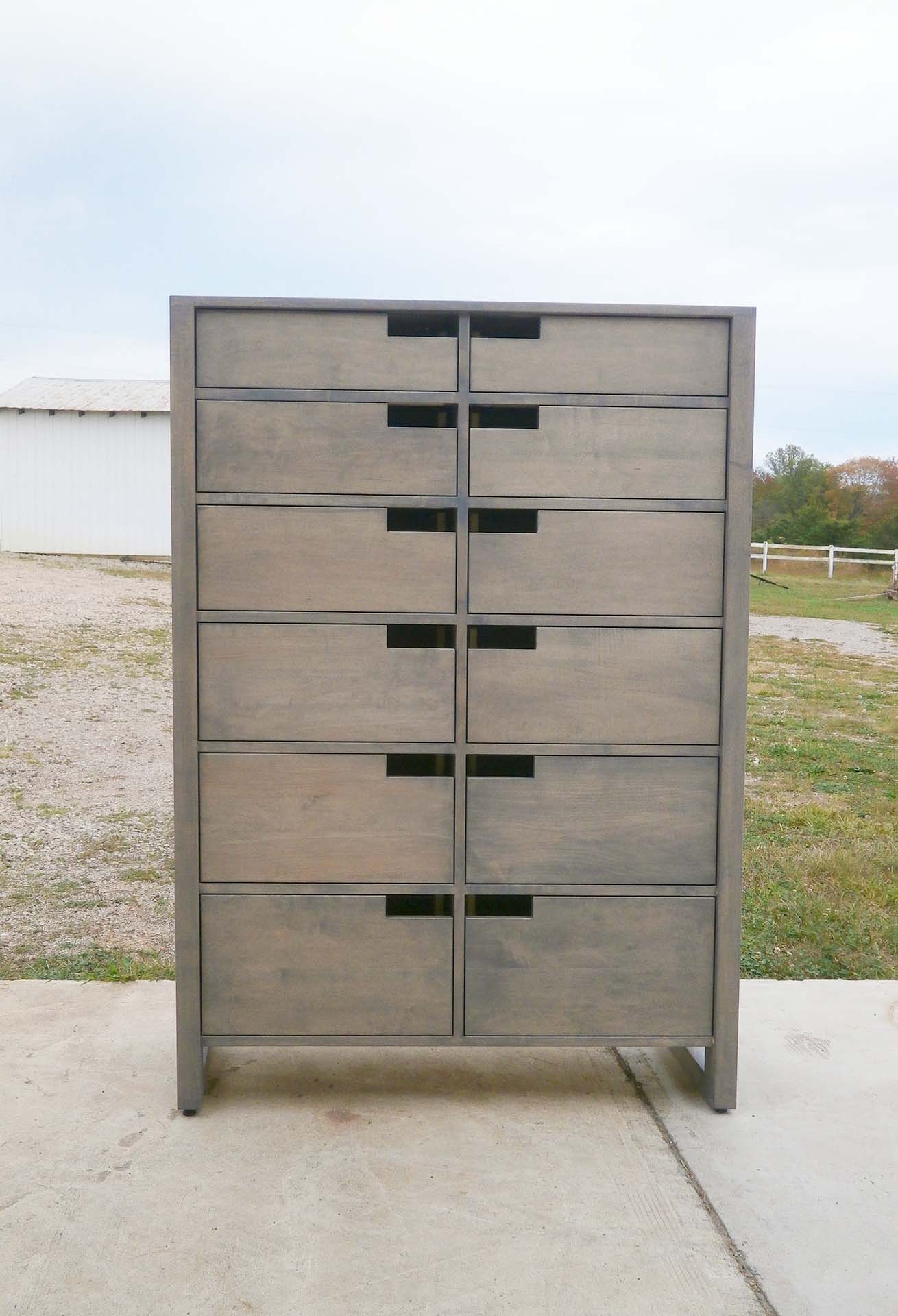 maple dresser with gray stain