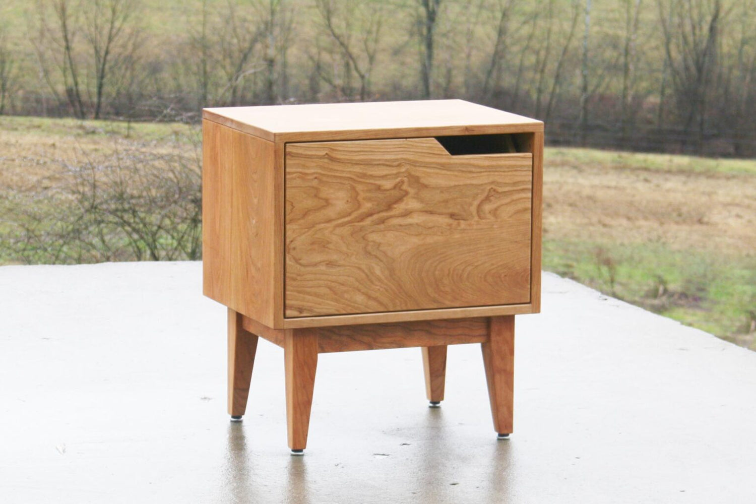 white oak mid century modern nightstand