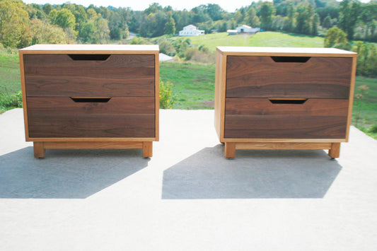2 drawer nightstand hardwood front view