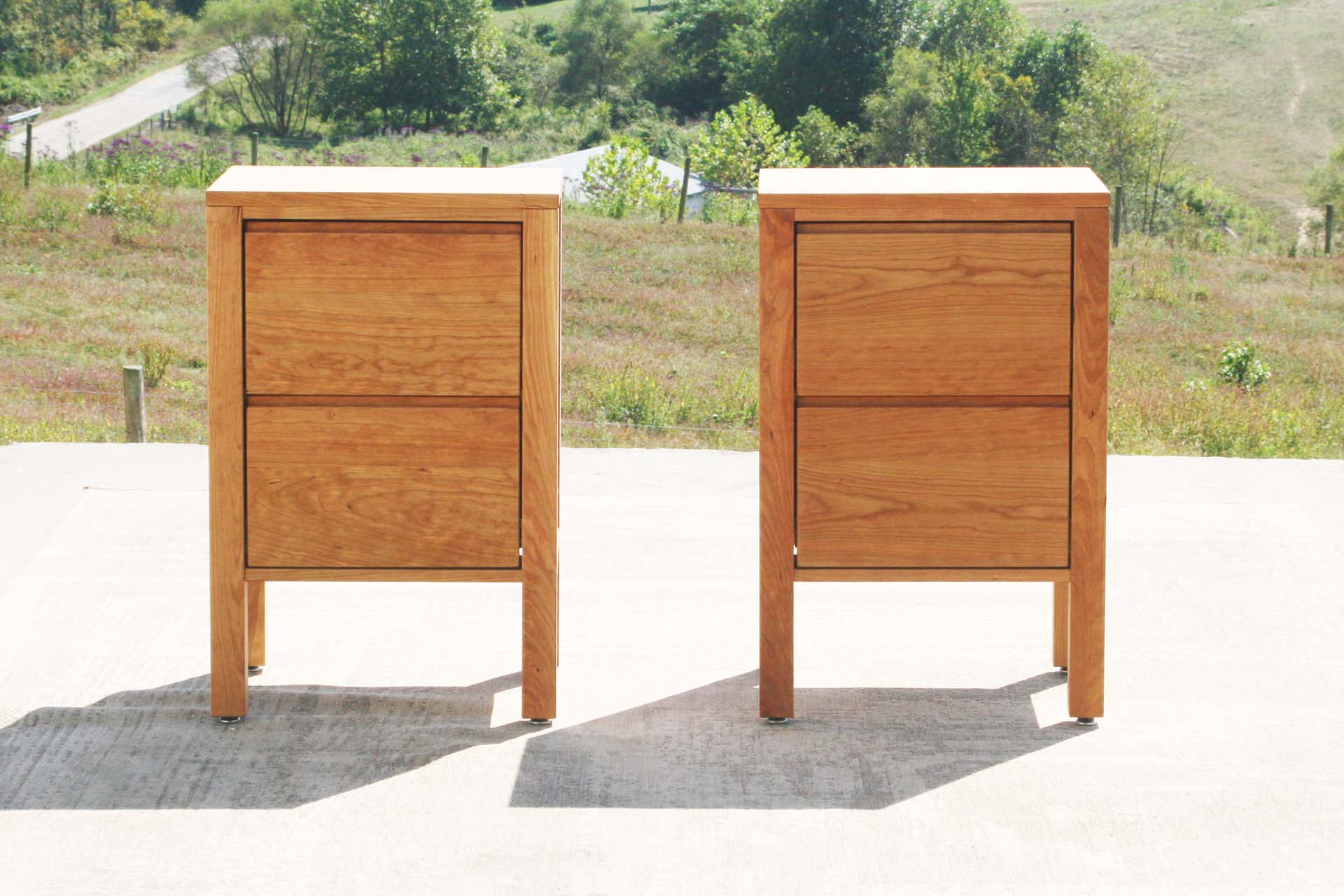 natural Two drawer nightstand with straight legs