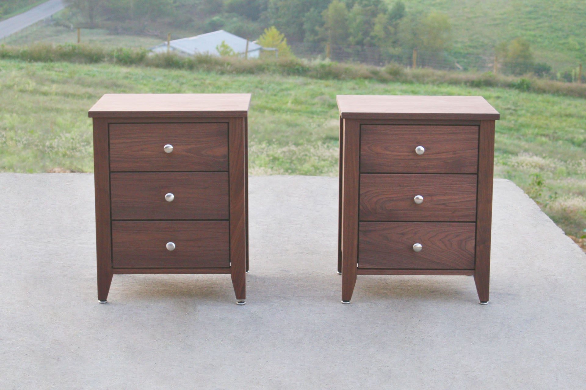 night stands in solid hardwood walnut with three drawers
