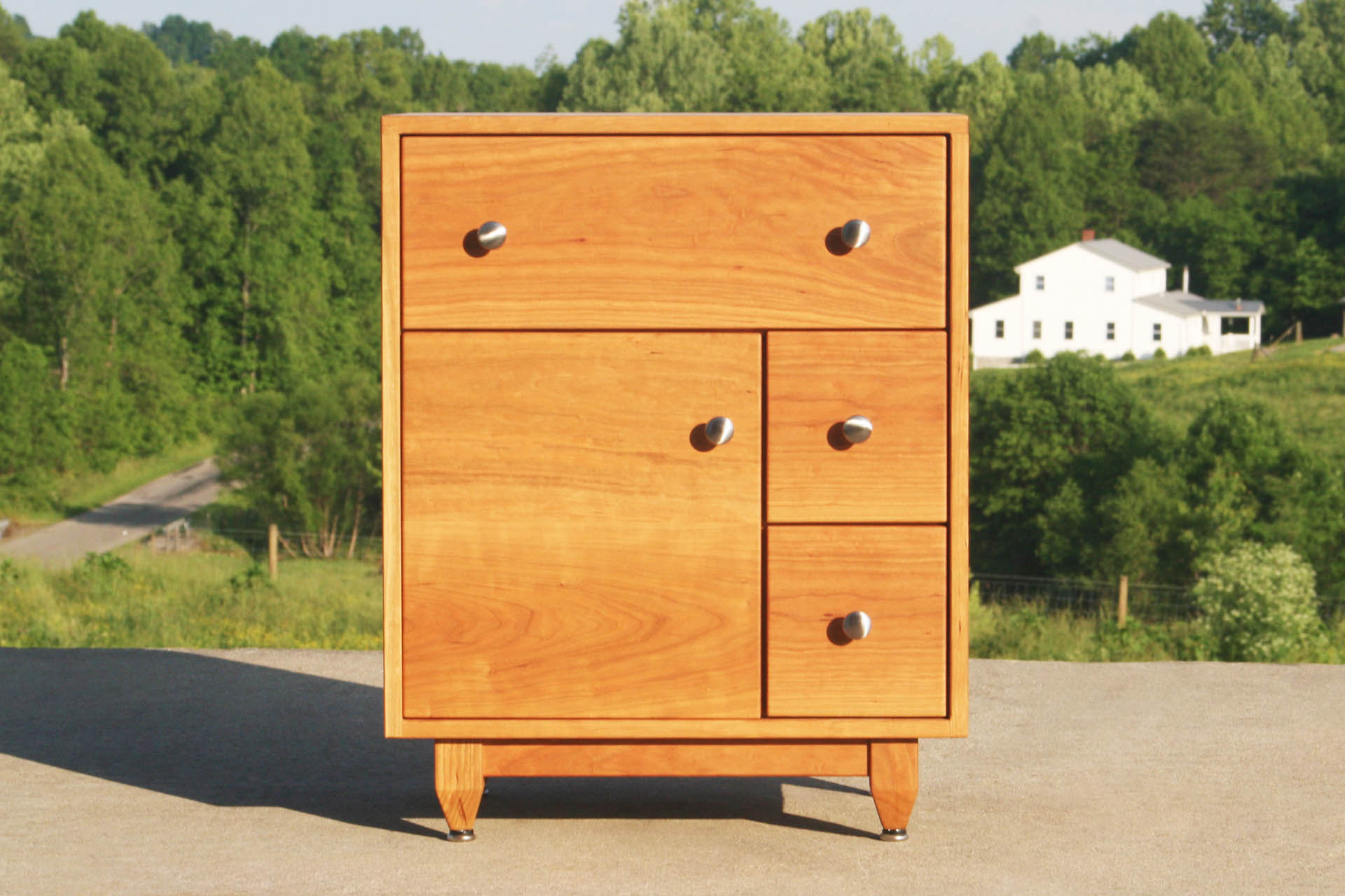 Art Deco nightstand solid hardwood