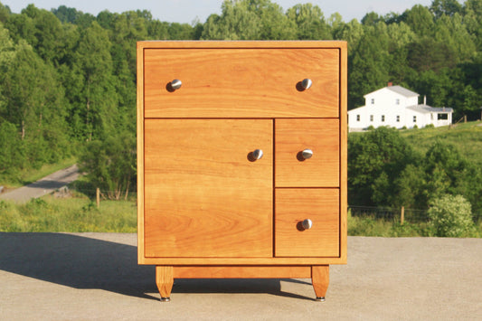 Art Deco nightstand solid hardwood