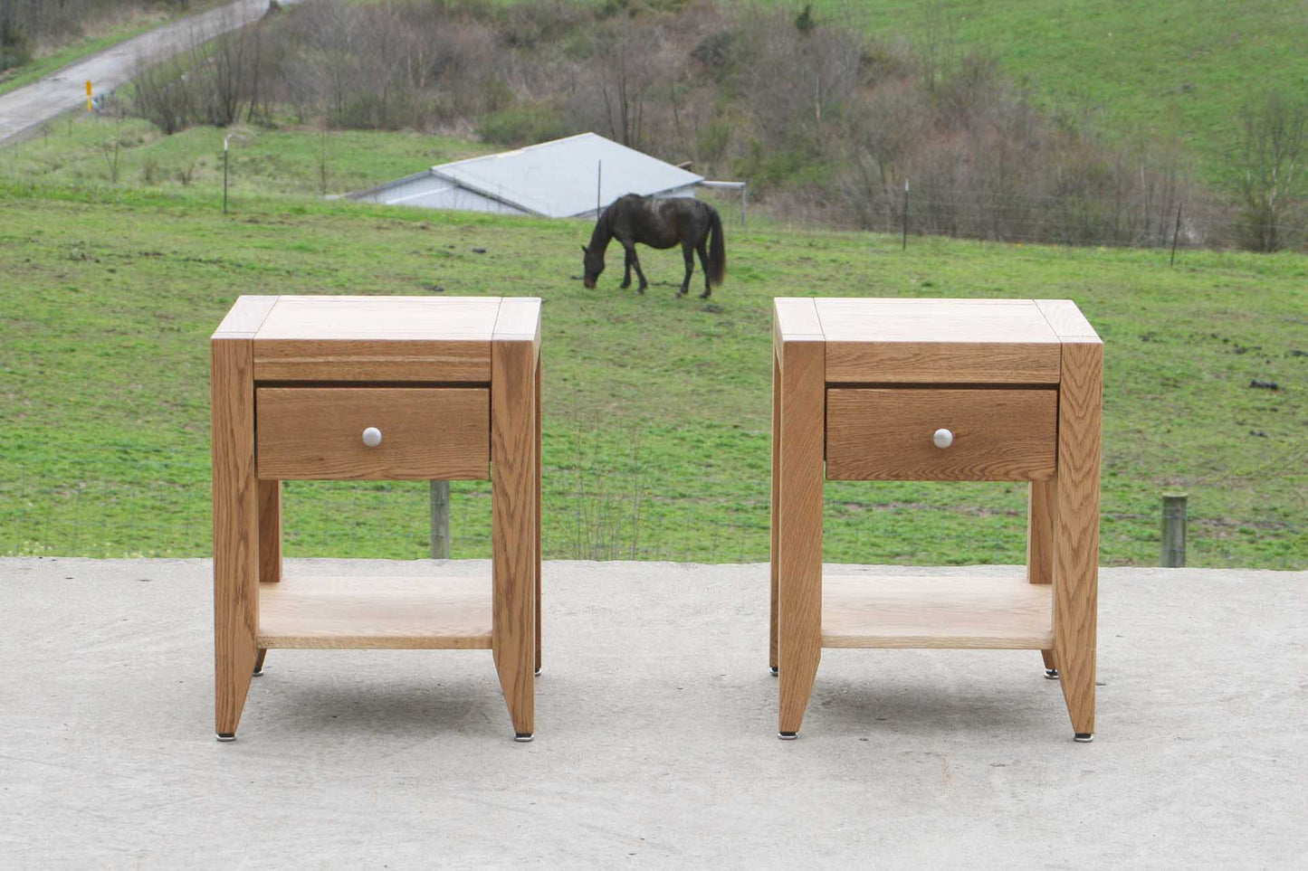 front view Bedside Table with 1 inset drawer and 1 shelf