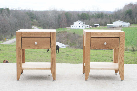 Bedside Table with 1 inset drawer and 1 shelf front view natural