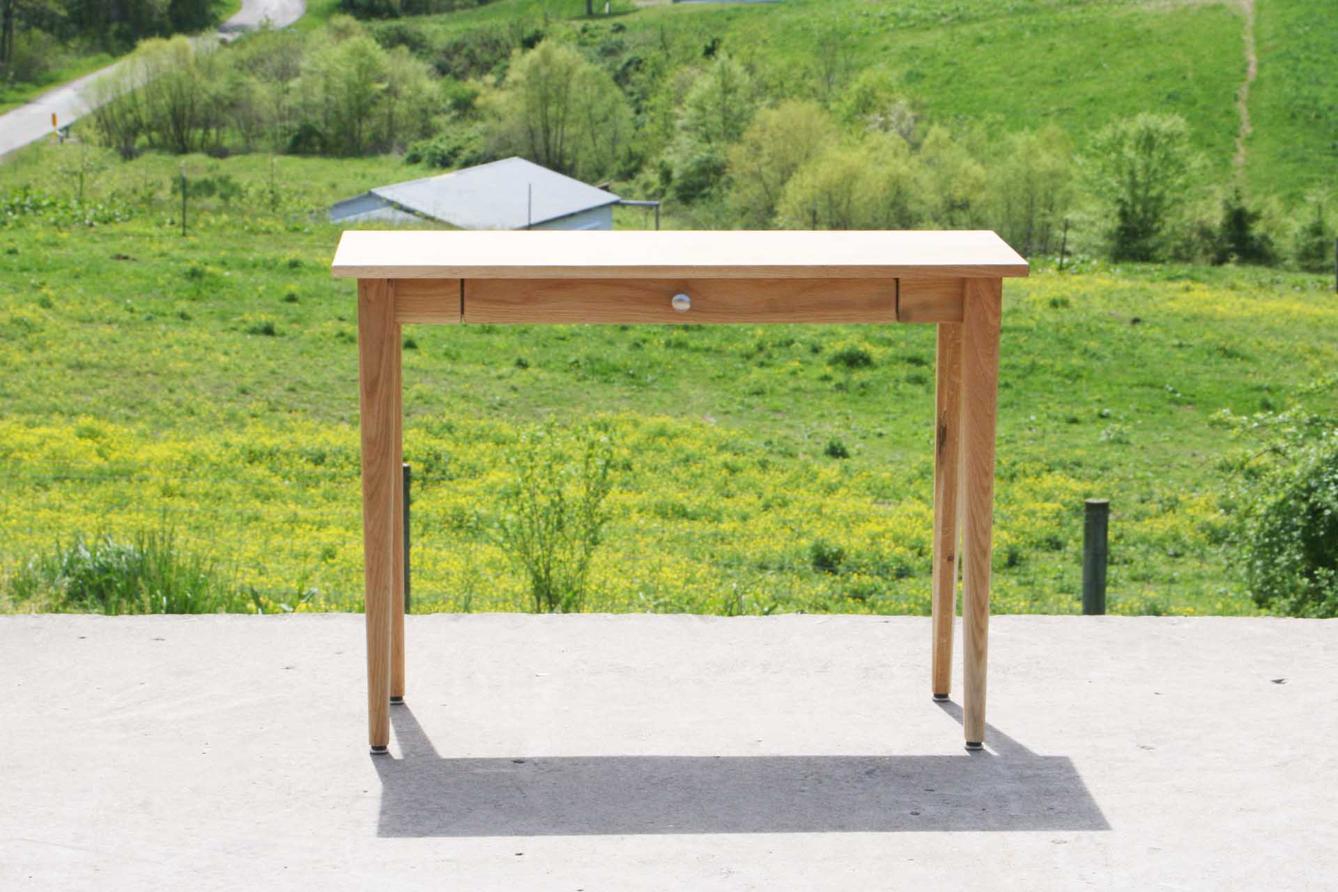 vanity desk with one drawer natural hardwood