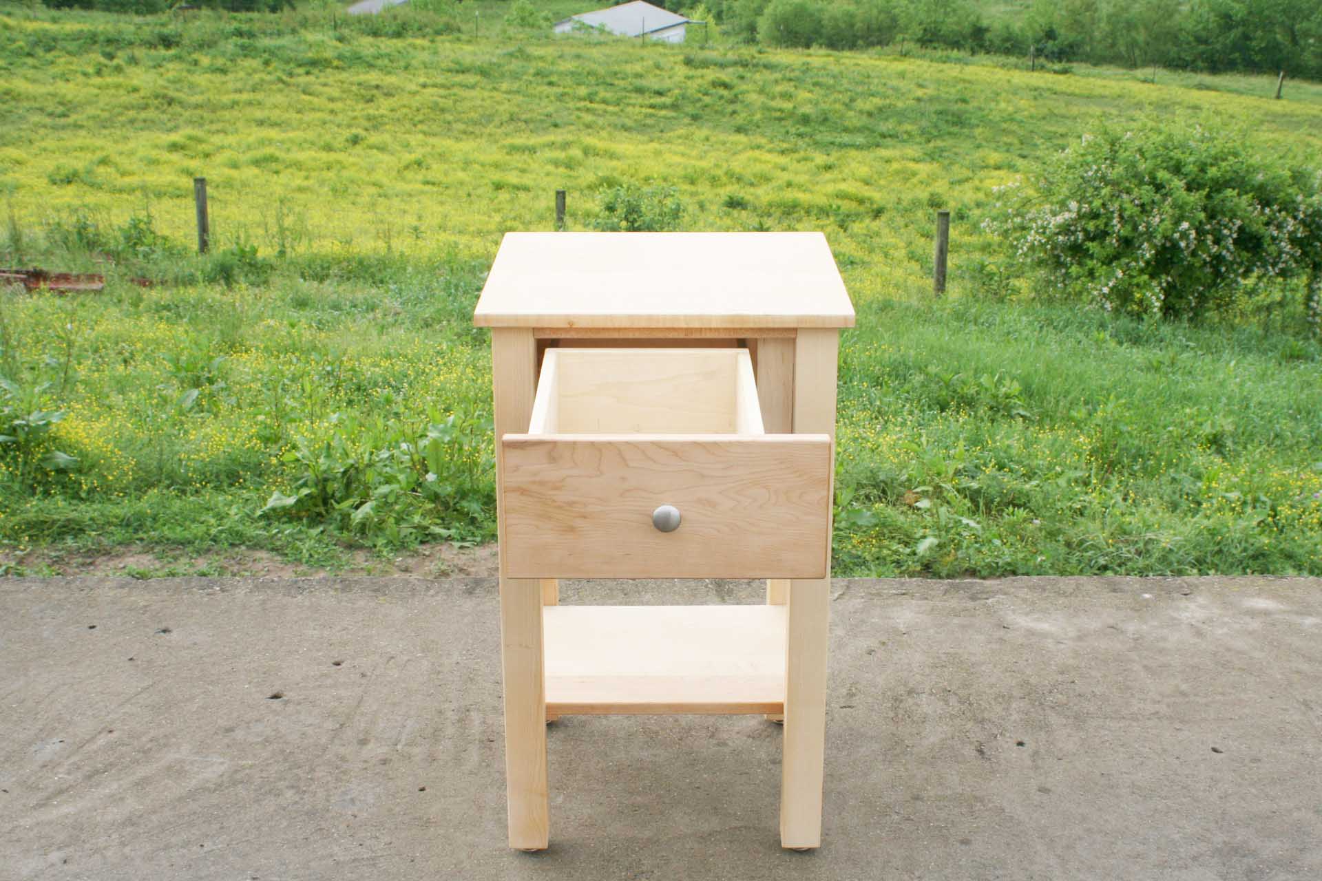 drawer open front view nightstand with secret storage compartment