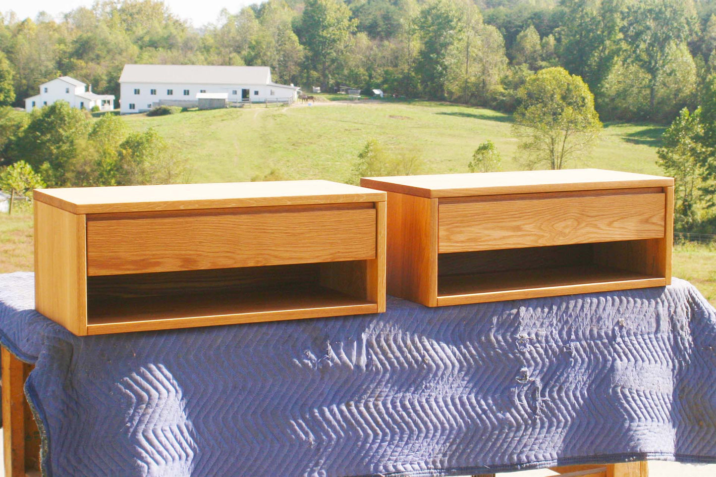 angled view natural Hanging side table