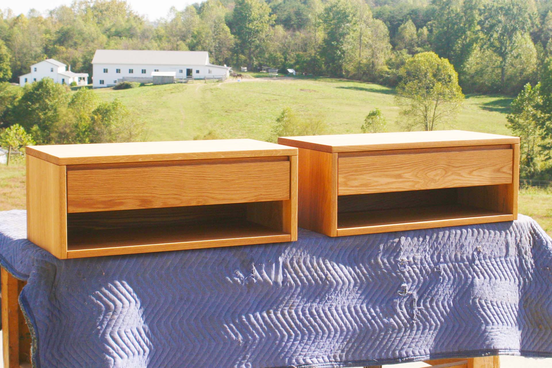 angled view natural Hanging side table