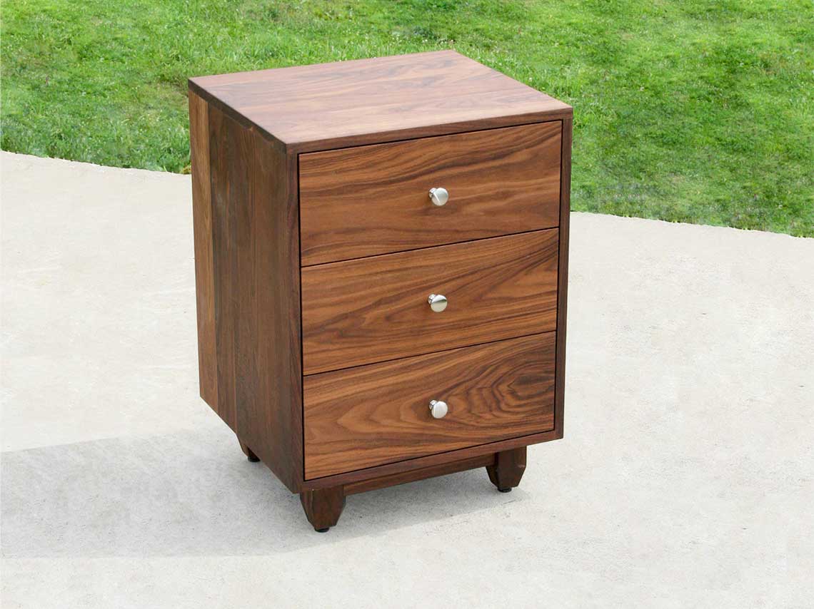 solid hardwood nightstand with three drawers