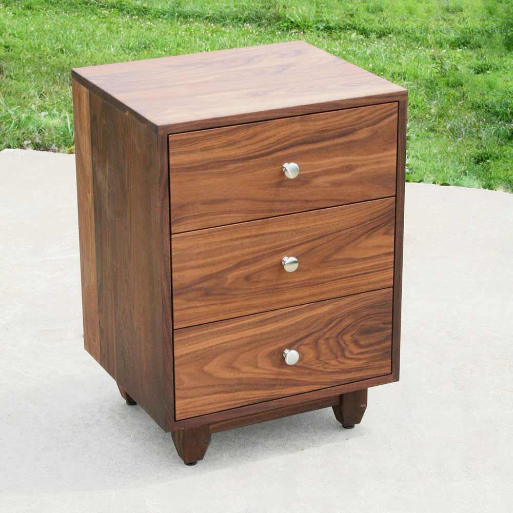 Bedside Cabinet with 3 inset drawers side view