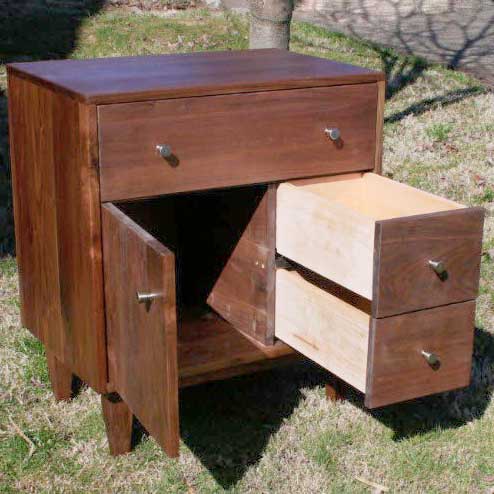 art deco nightstand with drawers out