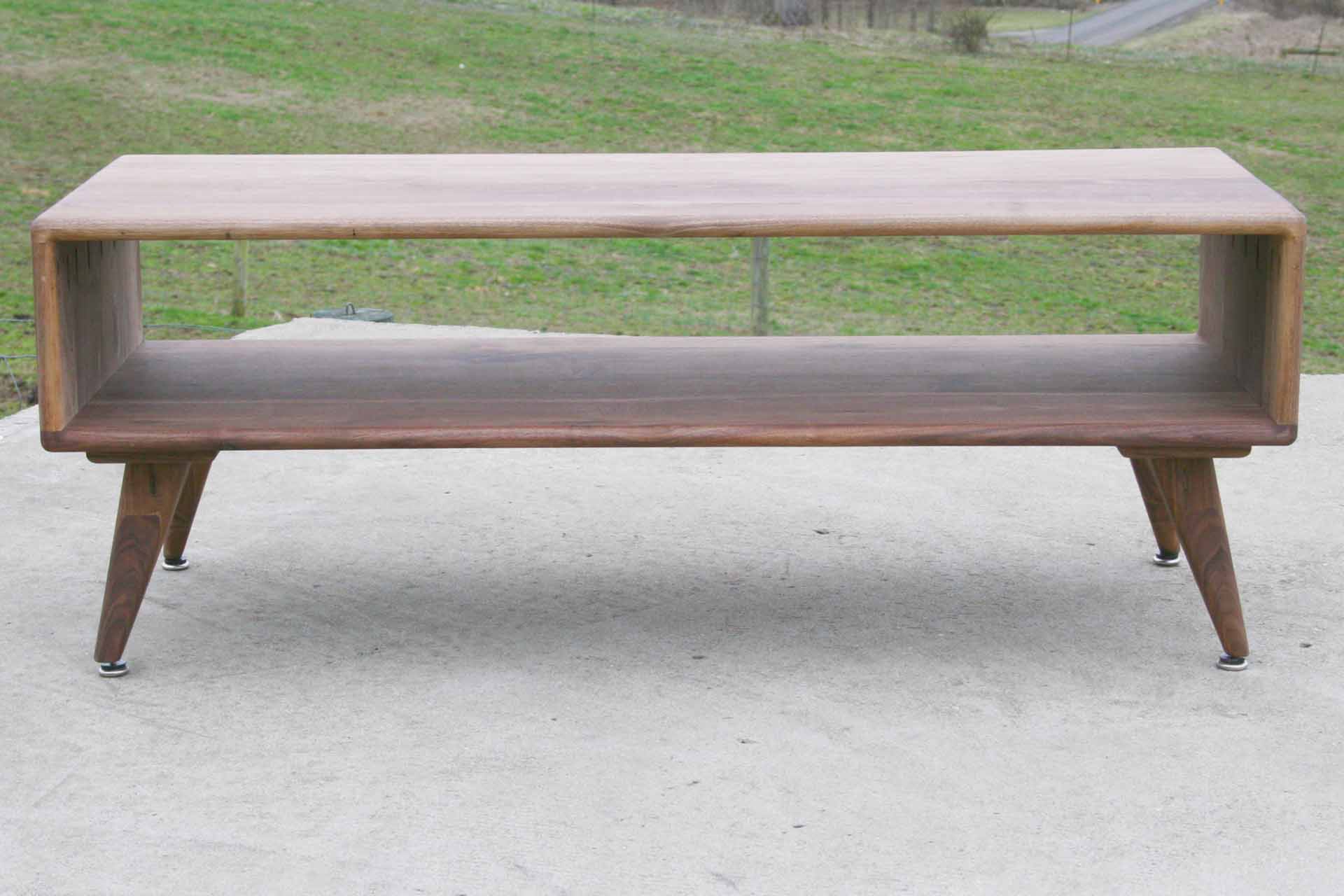 solid hardwood end table with shelf
