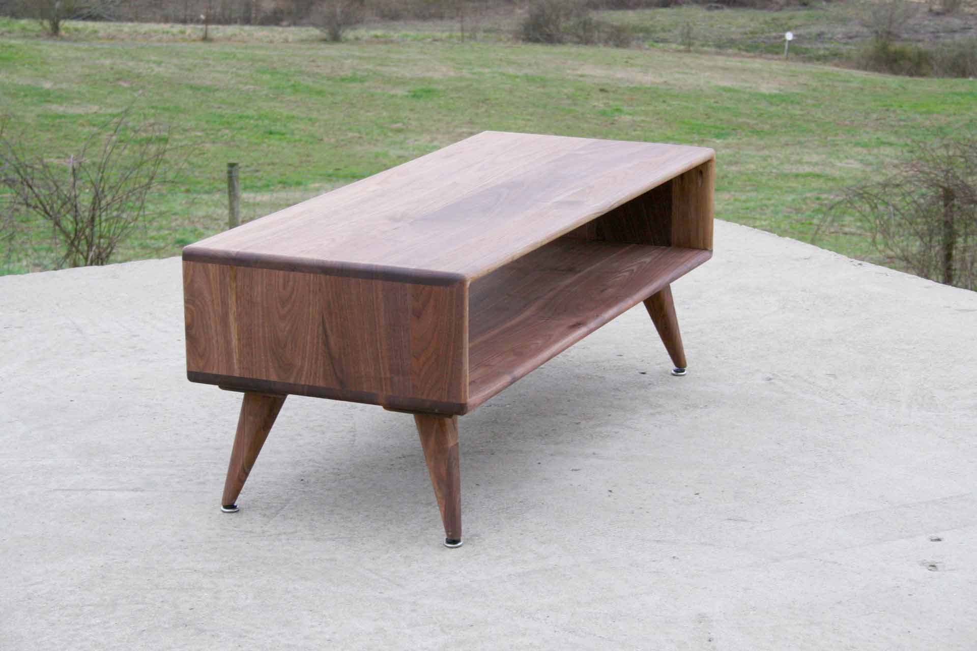 side view end table in walnut