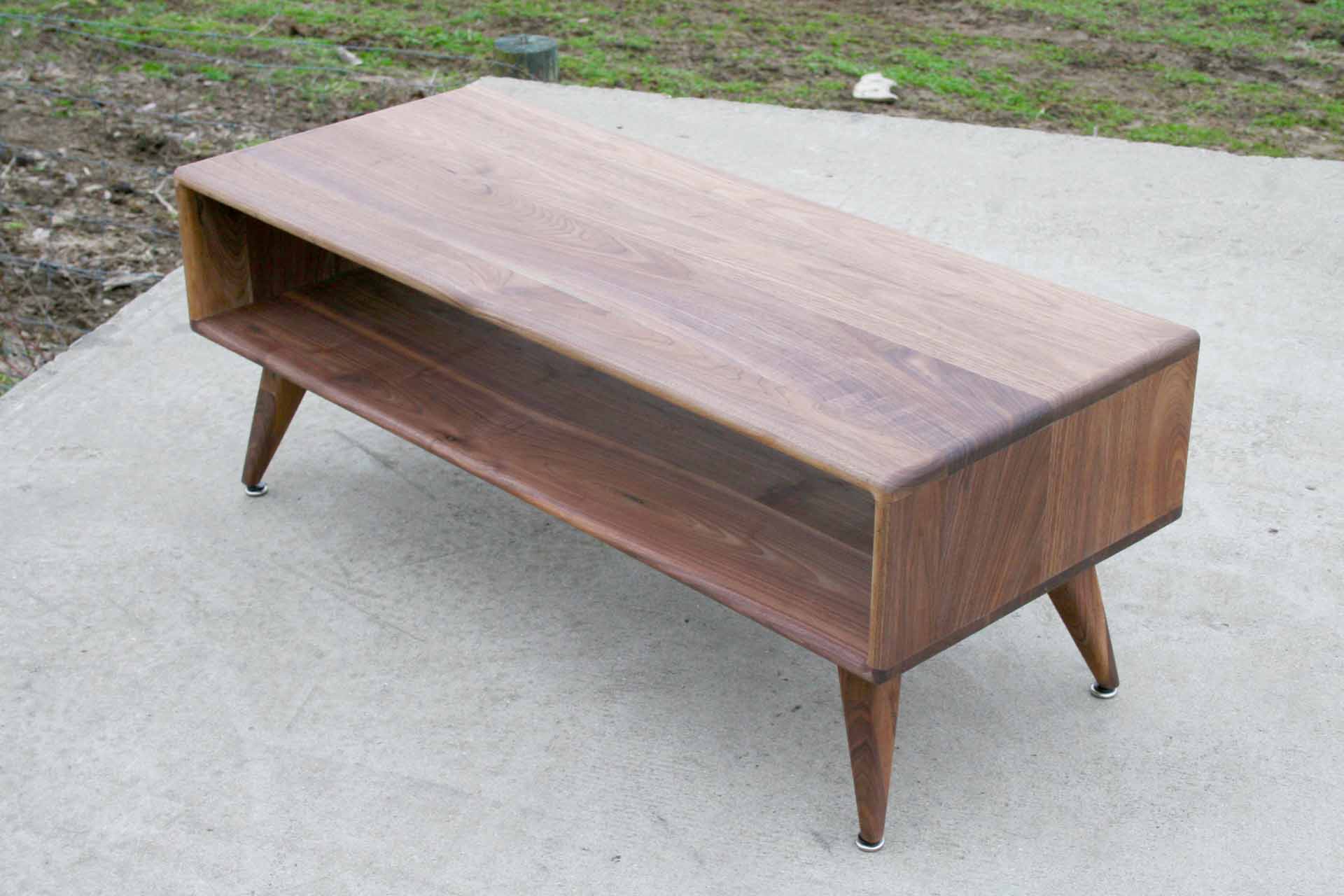 end table in walnut top angle view