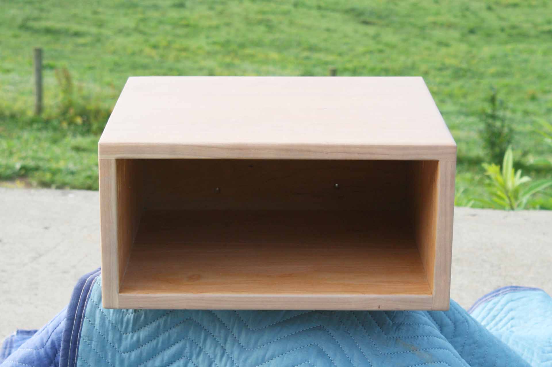 close up front view hanging nightstand